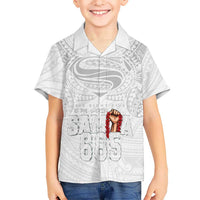 Super Samoa-Six Eight Five to The World Kid Hawaiian Shirt Traditional Samoan Tattoo All White