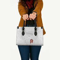 Super Samoa-Six Eight Five to The World Leather Bag Traditional Samoan Tattoo All White