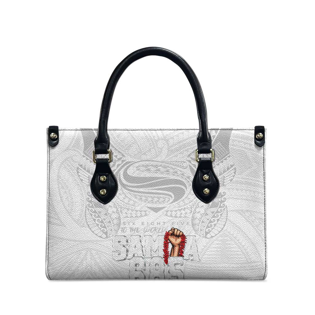 Super Samoa-Six Eight Five to The World Leather Bag Traditional Samoan Tattoo All White