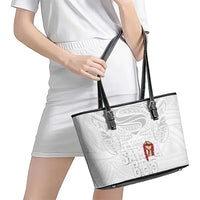 Super Samoa-Six Eight Five to The World Leather Tote Bag Traditional Samoan Tattoo All White