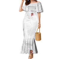 Super Samoa-Six Eight Five to The World Mermaid Dress Traditional Samoan Tattoo All White
