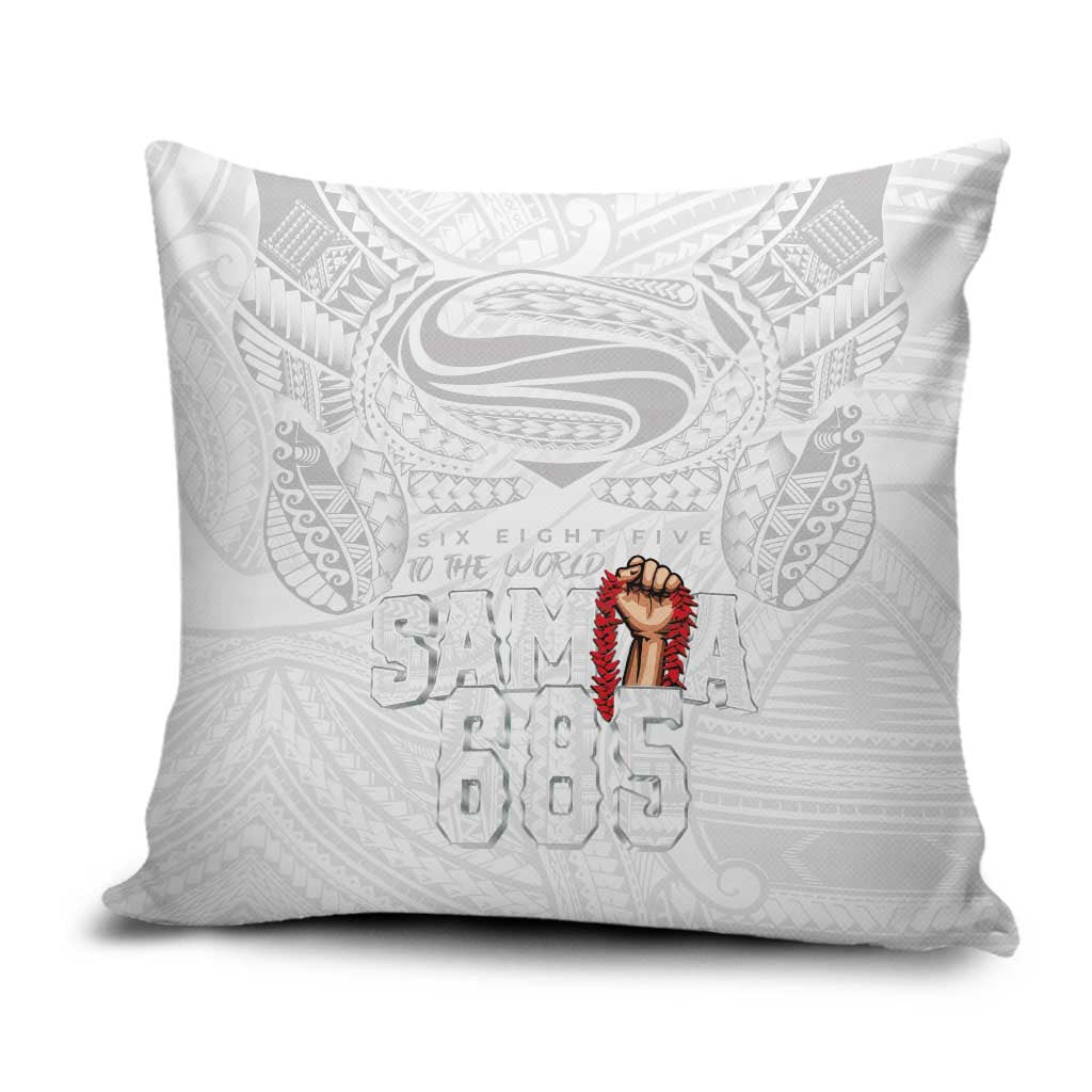 Super Samoa-Six Eight Five to The World Pillow Cover Traditional Samoan Tattoo All White