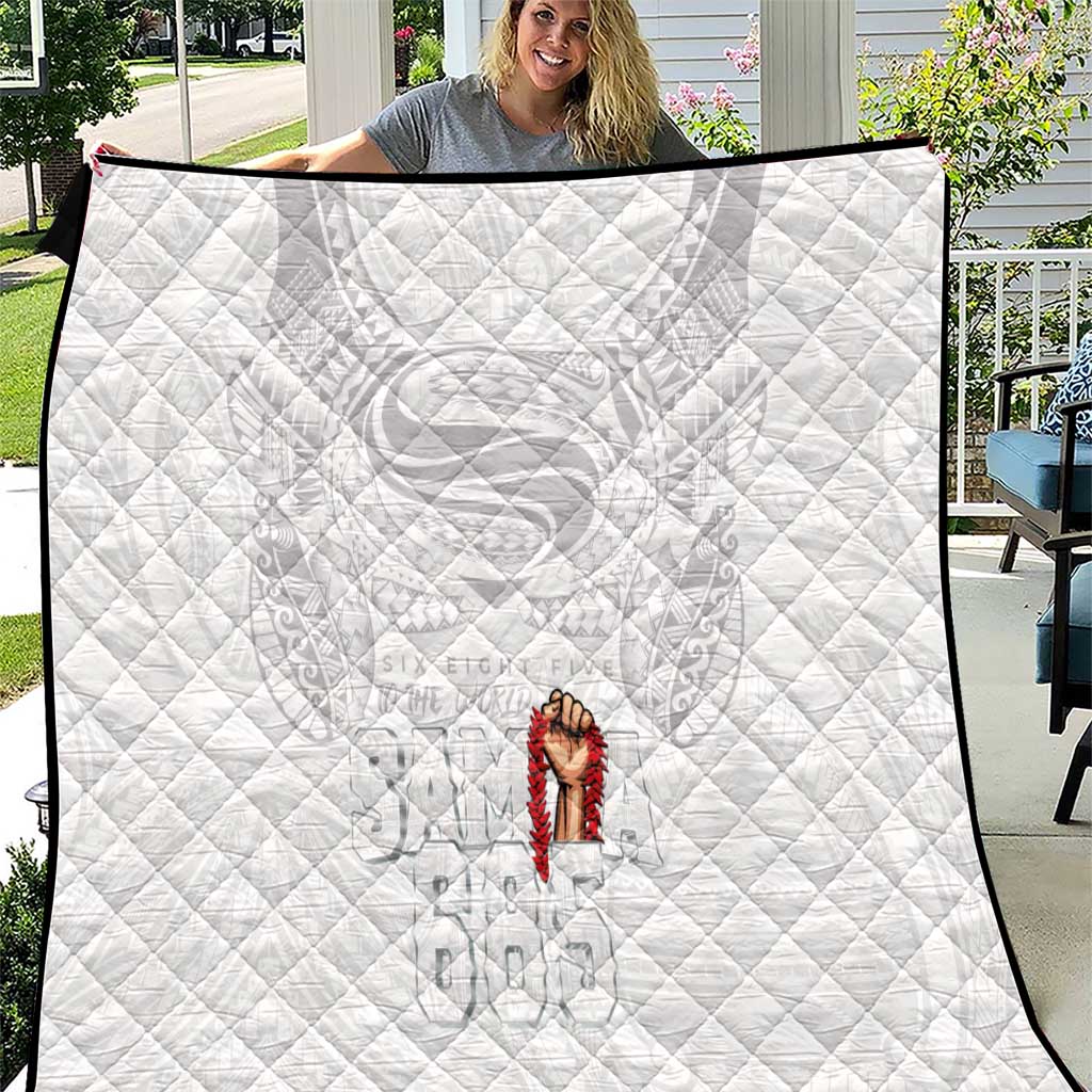 Super Samoa-Six Eight Five to The World Quilt Traditional Samoan Tattoo All White
