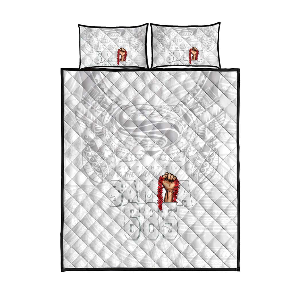 Super Samoa-Six Eight Five to The World Quilt Bed Set Traditional Samoan Tattoo All White