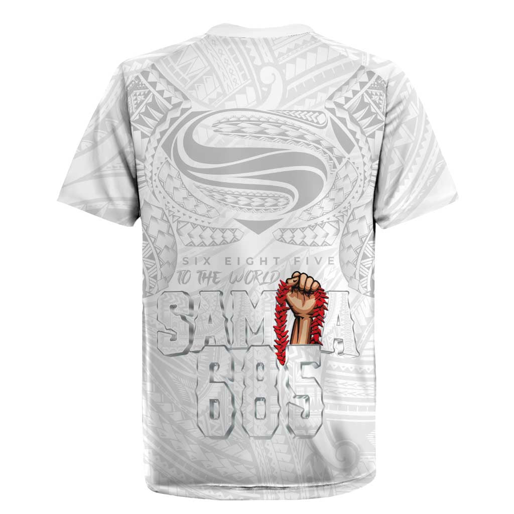 Super Samoa-Six Eight Five to The World Rugby Jersey Traditional Samoan Tattoo All White