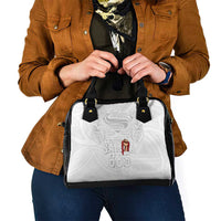 Super Samoa-Six Eight Five to The World Shoulder Handbag Traditional Samoan Tattoo All White
