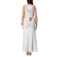 Super Samoa-Six Eight Five to The World Tank Maxi Dress Traditional Samoan Tattoo All White