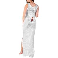 Super Samoa-Six Eight Five to The World Tank Maxi Dress Traditional Samoan Tattoo All White