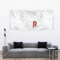 Super Samoa-Six Eight Five to The World Tapestry Traditional Samoan Tattoo All White
