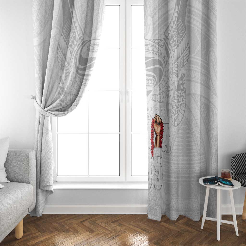 Super Samoa-Six Eight Five to The World Window Curtain Traditional Samoan Tattoo All White