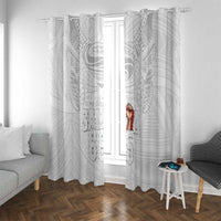 Super Samoa-Six Eight Five to The World Window Curtain Traditional Samoan Tattoo All White