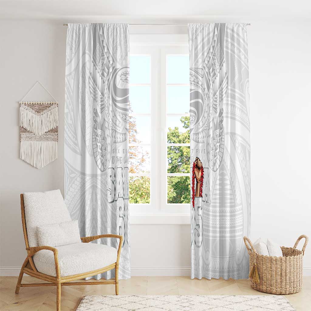 Super Samoa-Six Eight Five to The World Window Curtain Traditional Samoan Tattoo All White