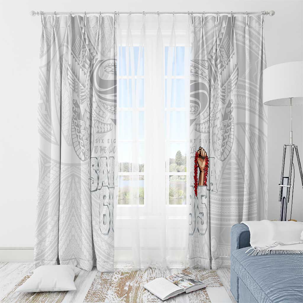 Super Samoa-Six Eight Five to The World Window Curtain Traditional Samoan Tattoo All White