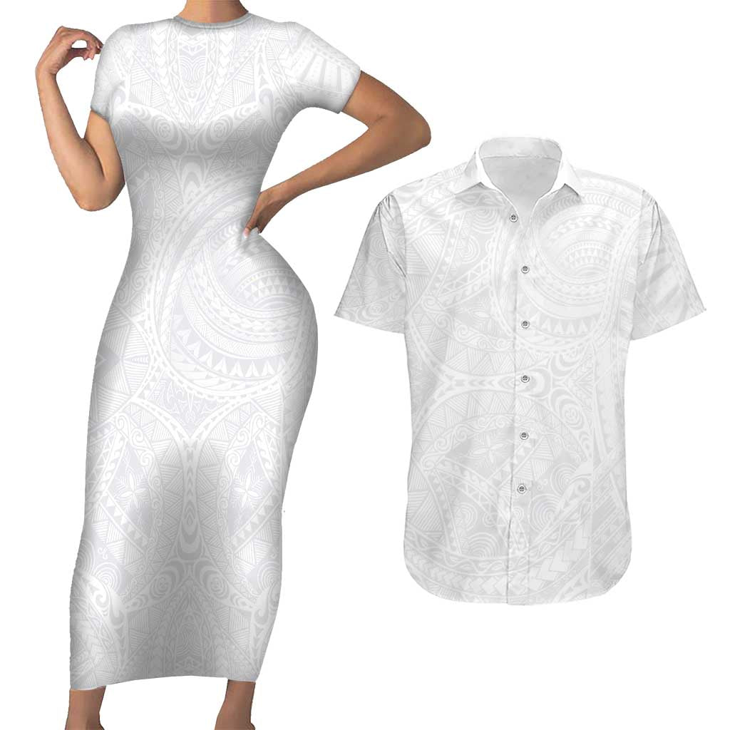 Lotu Tamaiti Samoan Art Tattoo Polynesian Pattern Couples Matching Short Sleeve Bodycon Dress and Hawaiian Shirt