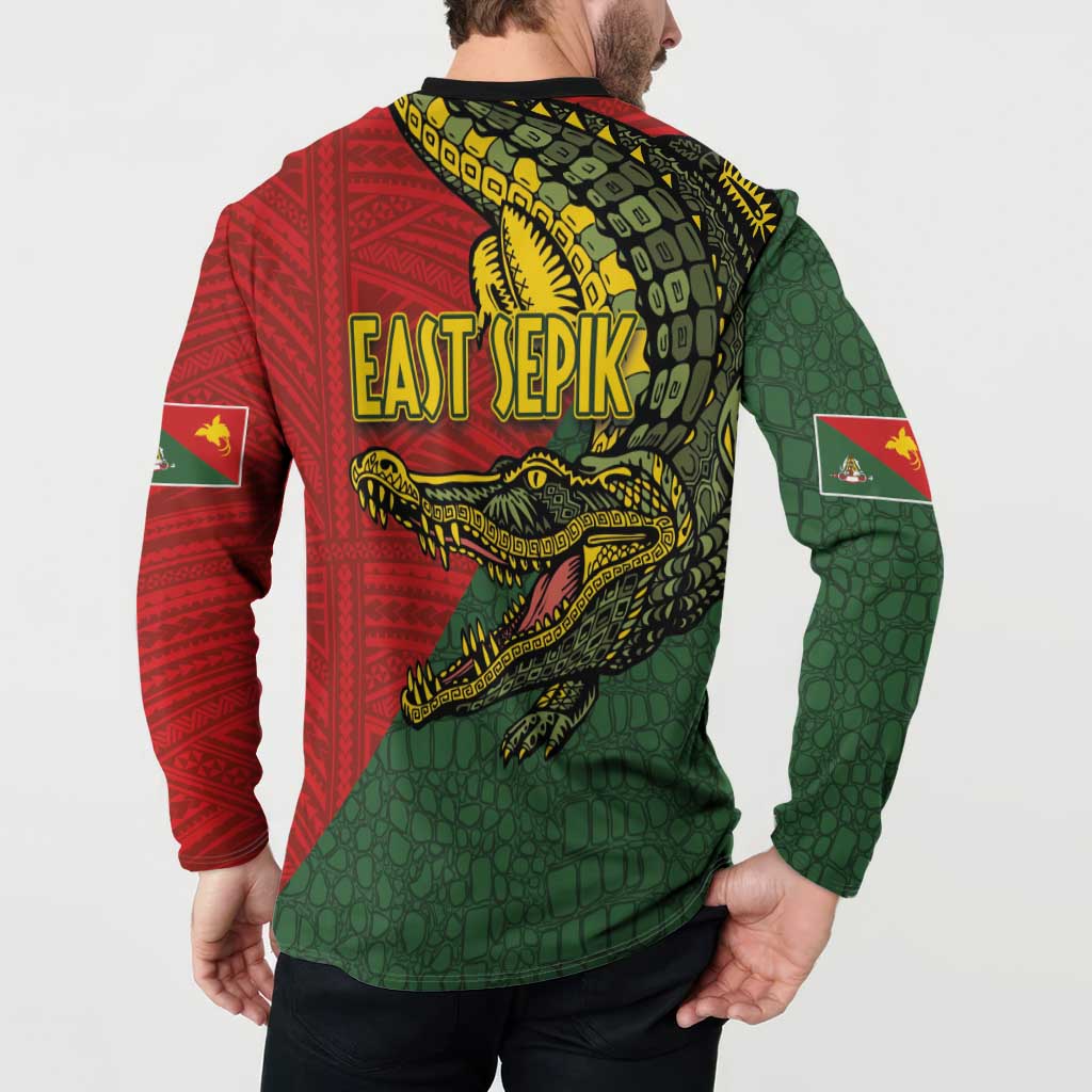 Sepik River Crocodile & Arts Festival Melanesian Pattern Button Sweatshirt