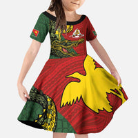 Sepik River Crocodile & Arts Festival Melanesian Pattern Family Matching Long Sleeve Bodycon Dress and Hawaiian Shirt LT03 Daughter's Dress Red - Polynesian Pride