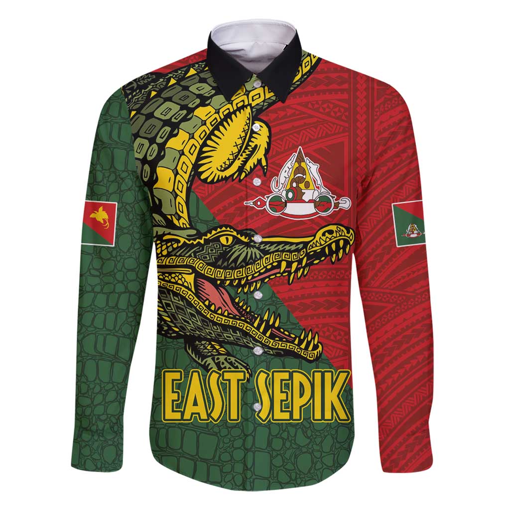 Sepik River Crocodile & Arts Festival Melanesian Pattern Family Matching Mermaid Dress and Hawaiian Shirt LT03 Dad's Shirt - Long Sleeve Red - Polynesian Pride