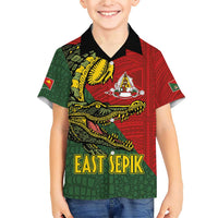 Sepik River Crocodile & Arts Festival Melanesian Pattern Family Matching Short Sleeve Bodycon Dress and Hawaiian Shirt LT03 Son's Shirt Red - Polynesian Pride