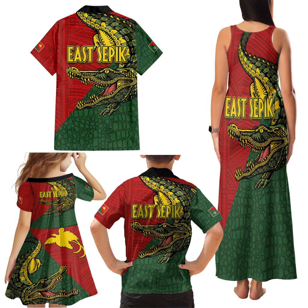 Sepik River Crocodile & Arts Festival Melanesian Pattern Family Matching Tank Maxi Dress and Hawaiian Shirt