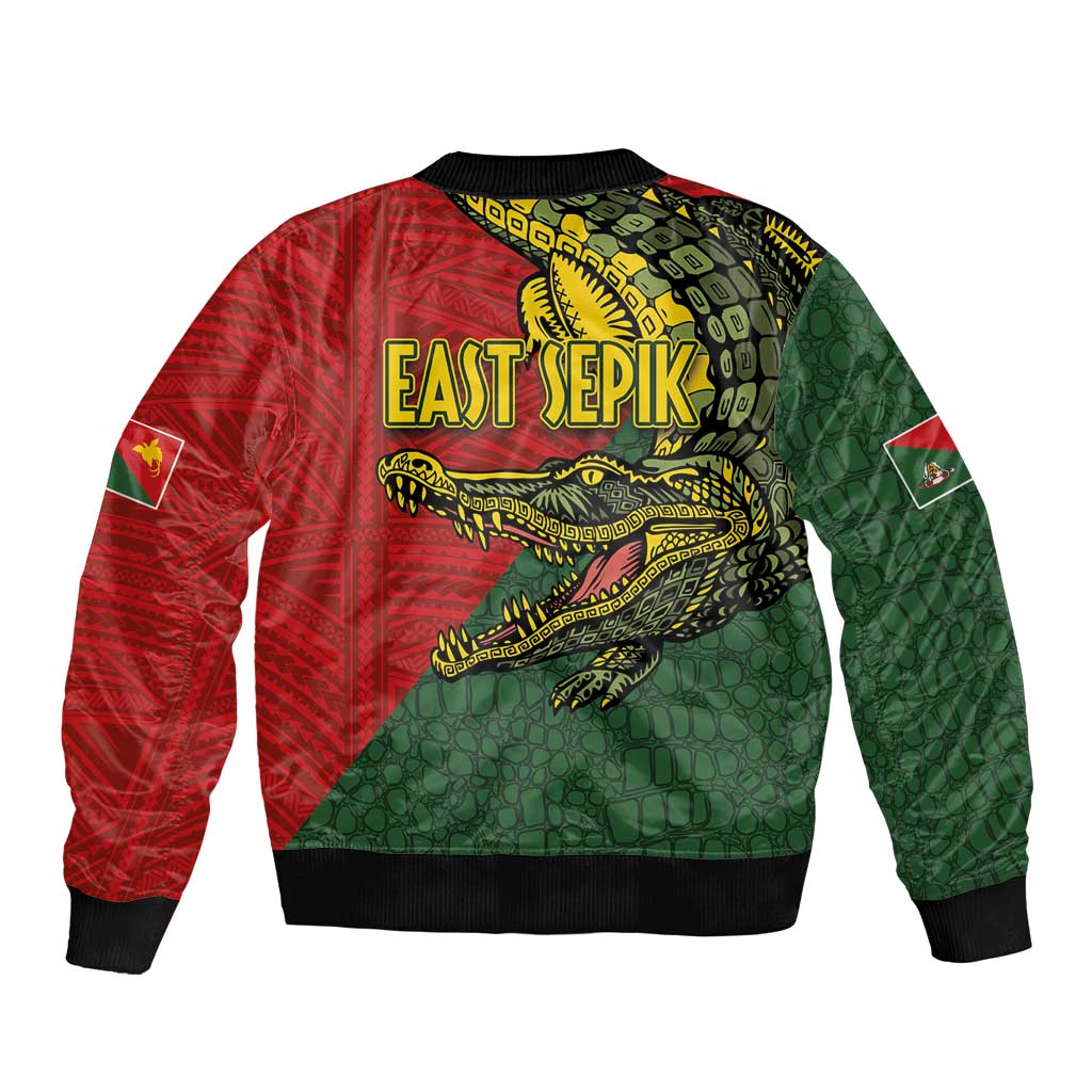 Sepik River Crocodile & Arts Festival Melanesian Pattern Sleeve Zip Bomber Jacket