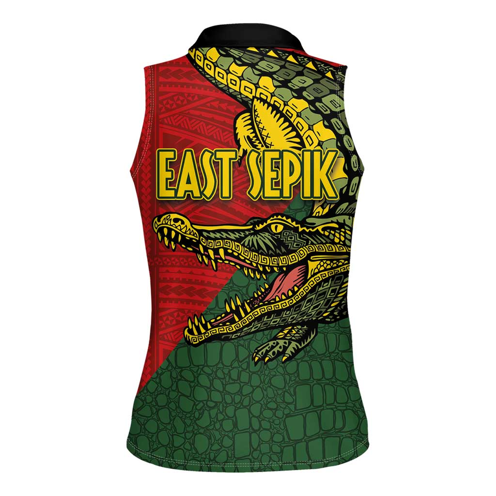 Sepik River Crocodile & Arts Festival Melanesian Pattern Women Sleeveless Polo Shirt