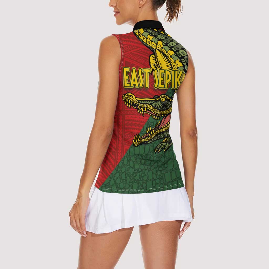 Sepik River Crocodile & Arts Festival Melanesian Pattern Women Sleeveless Polo Shirt