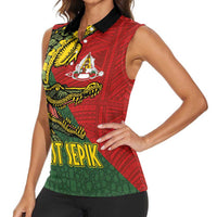 Sepik River Crocodile & Arts Festival Melanesian Pattern Women Sleeveless Polo Shirt