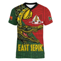 Sepik River Crocodile & Arts Festival Melanesian Pattern Women V-Neck T-Shirt