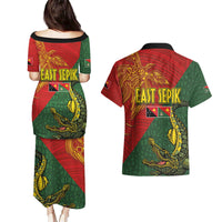 Sepik River Crocodile & Arts Festival Couples Matching Puletasi and Hawaiian Shirt Bird-of-paradise Melanesian Tattoo