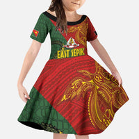 Sepik River Crocodile & Arts Festival Family Matching Long Sleeve Bodycon Dress and Hawaiian Shirt Bird-of-paradise Melanesian Tattoo LT03 Daughter's Dress Red - Polynesian Pride