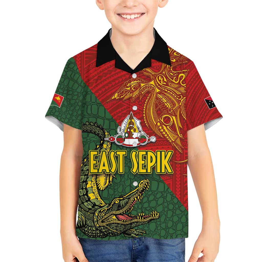 Sepik River Crocodile & Arts Festival Family Matching Long Sleeve Bodycon Dress and Hawaiian Shirt Bird-of-paradise Melanesian Tattoo LT03 Son's Shirt Red - Polynesian Pride