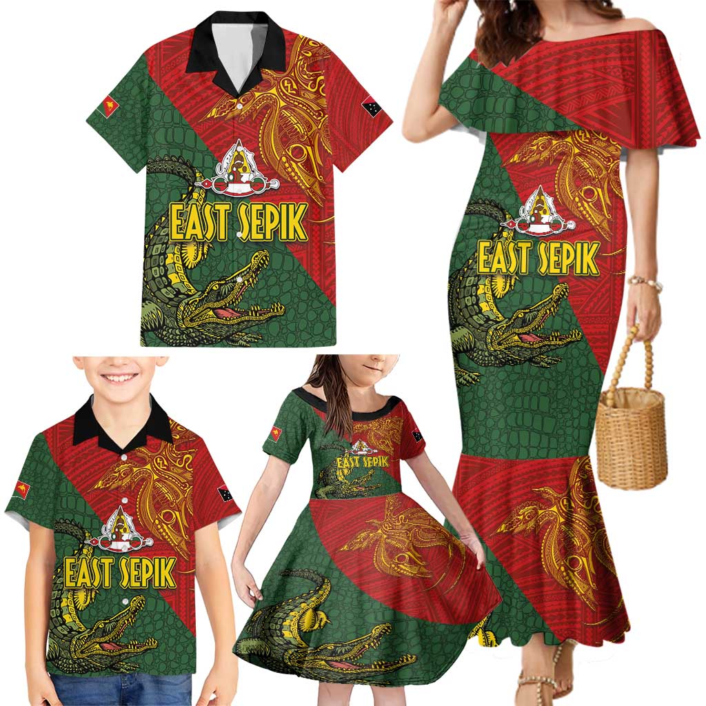 Sepik River Crocodile & Arts Festival Family Matching Mermaid Dress and Hawaiian Shirt Bird-of-paradise Melanesian Tattoo