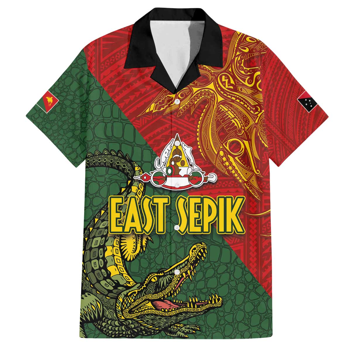 Sepik River Crocodile & Arts Festival Family Matching Off Shoulder Short Dress and Hawaiian Shirt Bird-of-paradise Melanesian Tattoo