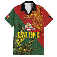 Sepik River Crocodile & Arts Festival Family Matching Puletasi and Hawaiian Shirt Bird-of-paradise Melanesian Tattoo LT03 Dad's Shirt - Short Sleeve Red - Polynesian Pride