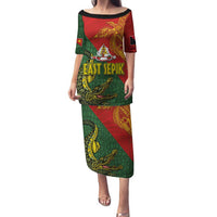 Sepik River Crocodile & Arts Festival Family Matching Puletasi and Hawaiian Shirt Bird-of-paradise Melanesian Tattoo LT03 Mom's Dress Red - Polynesian Pride