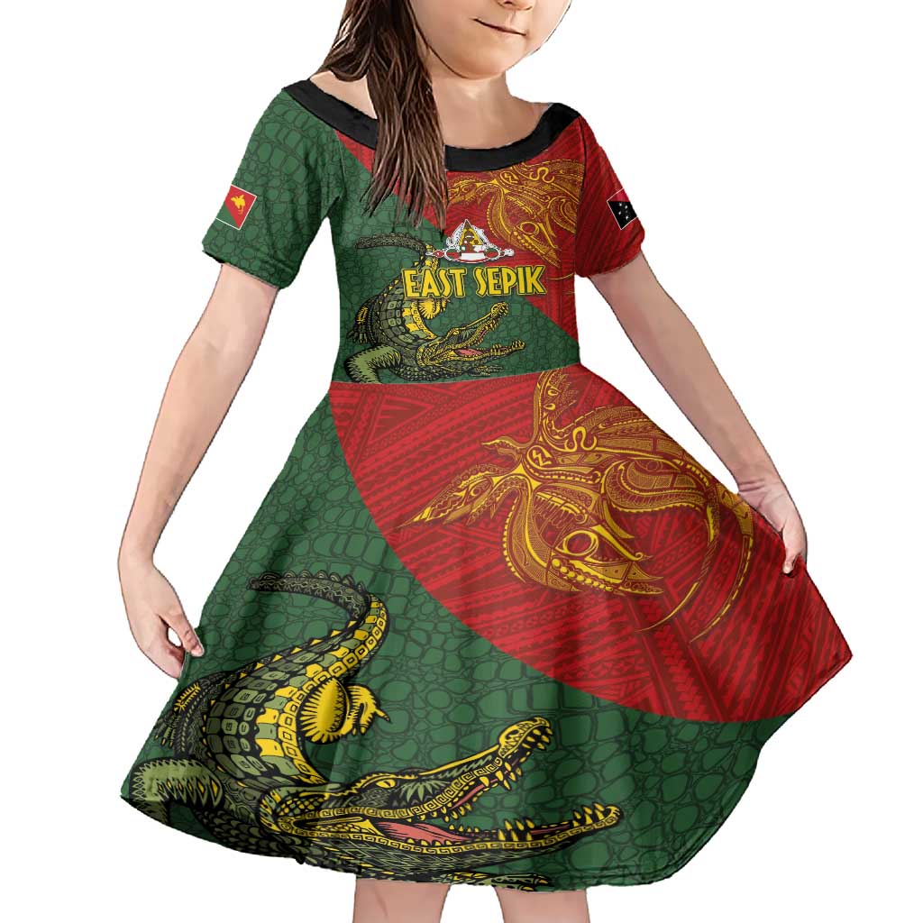 Sepik River Crocodile & Arts Festival Family Matching Short Sleeve Bodycon Dress and Hawaiian Shirt Bird-of-paradise Melanesian Tattoo LT03 Daughter's Dress Red - Polynesian Pride
