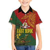 Sepik River Crocodile & Arts Festival Family Matching Short Sleeve Bodycon Dress and Hawaiian Shirt Bird-of-paradise Melanesian Tattoo LT03 Son's Shirt Red - Polynesian Pride