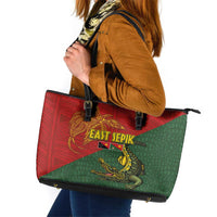Sepik River Crocodile & Arts Festival Leather Tote Bag Bird-of-paradise Melanesian Tattoo LT03 Red - Polynesian Pride