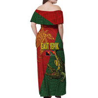 Sepik River Crocodile & Arts Festival Off Shoulder Maxi Dress Bird-of-paradise Melanesian Tattoo LT03 - Polynesian Pride