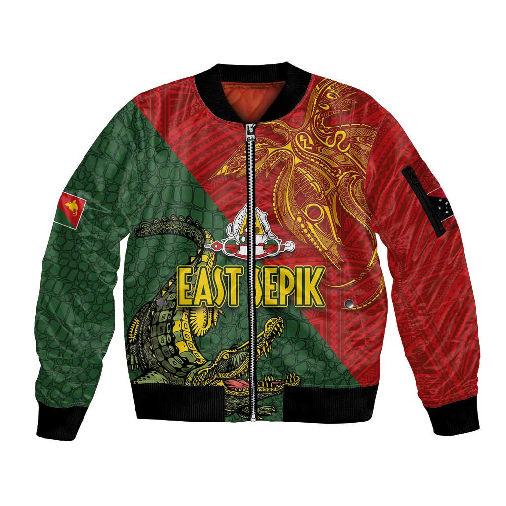 Sepik River Crocodile & Arts Festival Sleeve Zip Bomber Jacket Bird-of-paradise Melanesian Tattoo LT03 Unisex Red - Polynesian Pride
