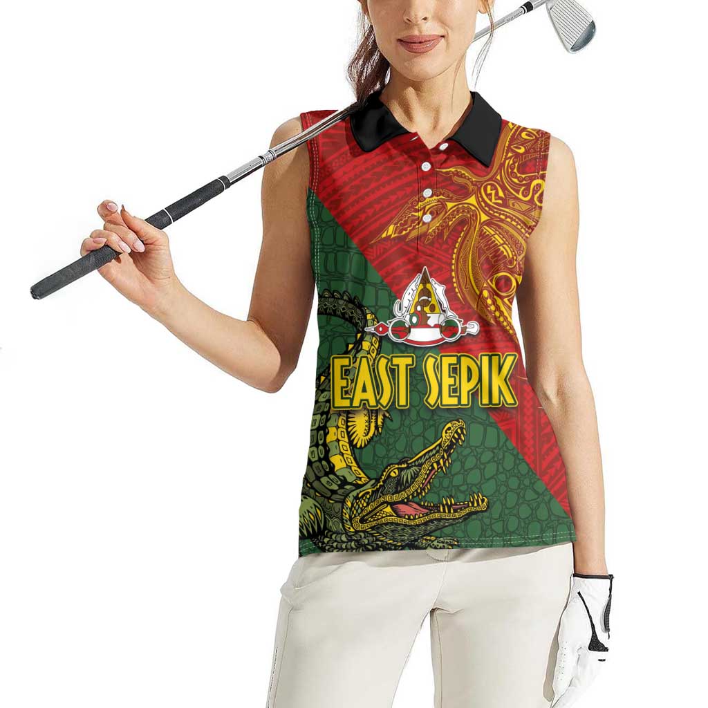 Sepik River Crocodile & Arts Festival Women Sleeveless Polo Shirt Bird-of-paradise Melanesian Tattoo