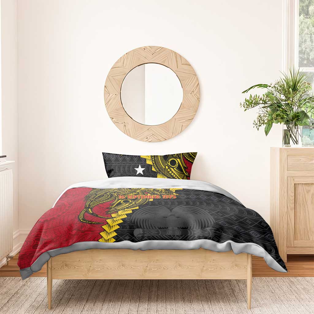 Papua New Guinea Independence Day Bedding Set Bird-of-paradise Melanesian Tattoo