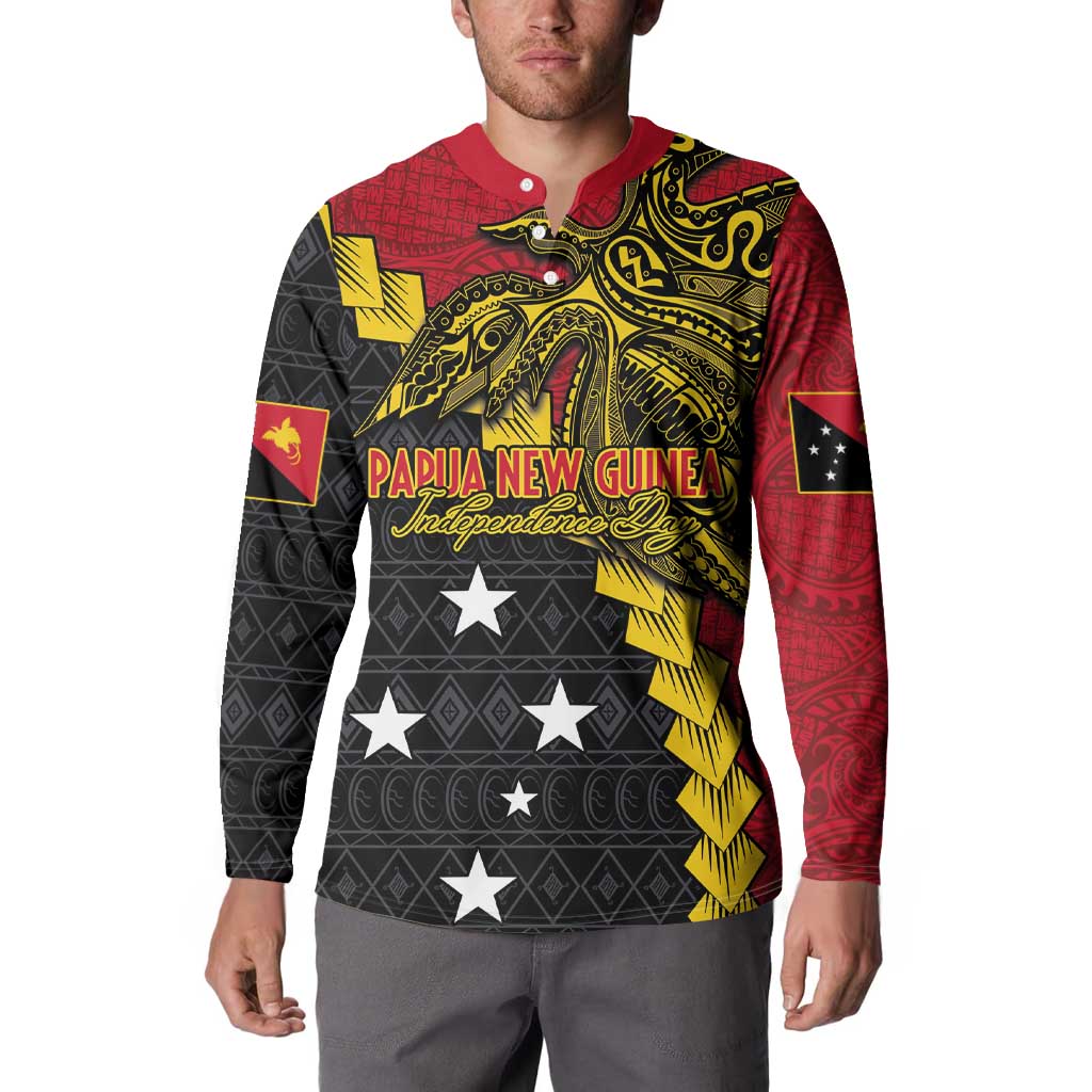 Papua New Guinea Independence Day Button Sweatshirt Bird-of-paradise Melanesian Tattoo