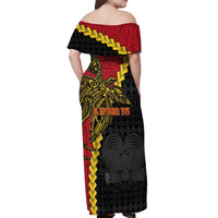 Papua New Guinea Independence Day Off Shoulder Maxi Dress Bird-of-paradise Melanesian Tattoo