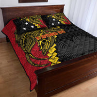 Papua New Guinea Independence Day Quilt Bed Set Bird-of-paradise Melanesian Tattoo