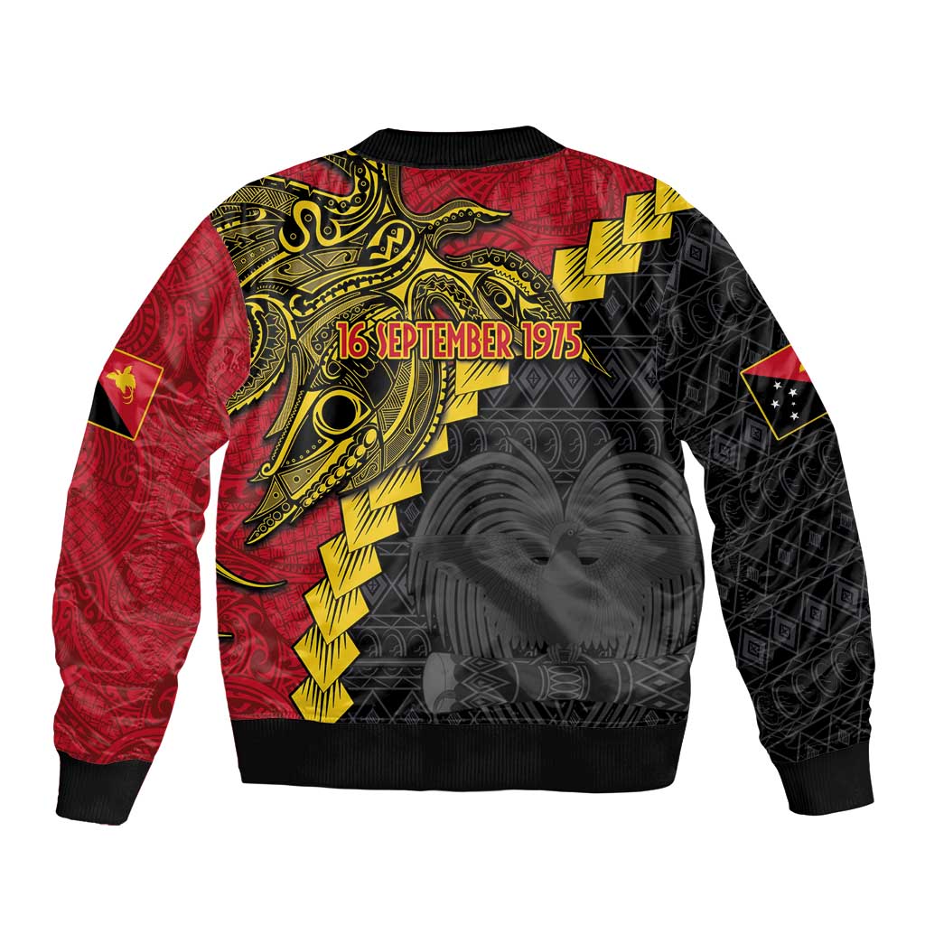 Papua New Guinea Independence Day Sleeve Zip Bomber Jacket Bird-of-paradise Melanesian Tattoo