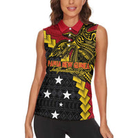 Papua New Guinea Independence Day Women Sleeveless Polo Shirt Bird-of-paradise Melanesian Tattoo