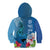 Polynesian Fiji Kid Hoodie Shark and Hibiscus Tapa Pattern Blue Version LT03 - Polynesian Pride