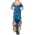 Polynesian Fiji Summer Maxi Dress Shark and Hibiscus Tapa Pattern Blue Version LT03 - Polynesian Pride