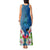 Polynesian Fiji Tank Maxi Dress Shark and Hibiscus Tapa Pattern Blue Version LT03 - Polynesian Pride